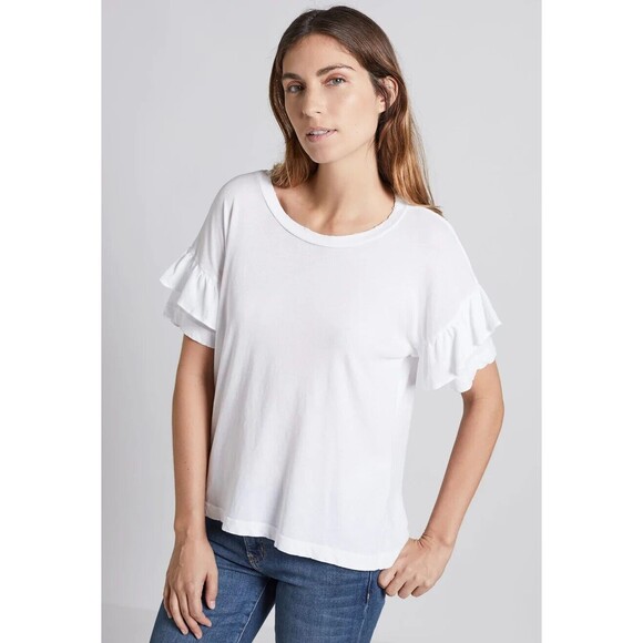 $118 Current Elliott Women's Sugar The Ruffle Roadie Tee Sz 1 (S/M) READ - Picture 2 of 16